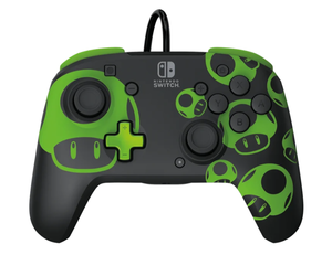 lot 69 image: LOT OF 2 PDP Gaming Rematch Wired Controller for Nintendo Switch - 1Up Glow In The Dark