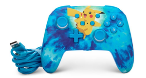 lot 70 image: LOT OF 2 PowerA Enhanced Wired Controller for Nintendo Switch - Pikachu Tie-Dye