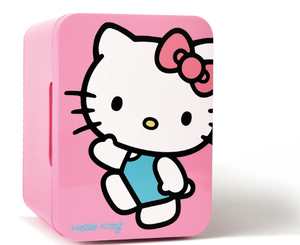 lot 137 image: Hello Kitty Pink 6 Can Mini Fridge Thermoelectric Cooler 4 Litre