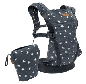lot 238 image: JJ Cole Luma Packable Carrier 4 -Position Baby Carrier - Compact Travel Bag Starlight - 8 to 35 lbs