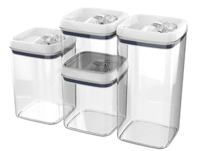 lot 329 image: 4PCS Better Homes & Gardens Canister, Flip-Tite Square Food Storage Container Set