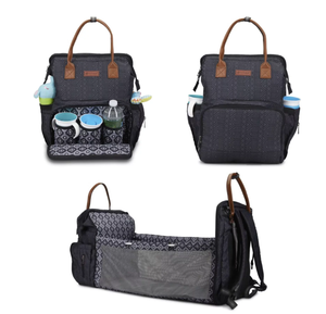lot 344 image: LOT OF 2 Monbebe Bolt Infant Diaper Bag Backpack with Bassinet Changing Station