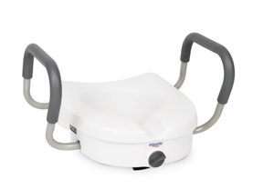 lot 355 image: Equate Raised Toilet Seat With Handles, 5 Seat Riser with Arms, Fits Most Toilets