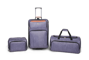 lot 545 image: Protege Gray 3pc Travel Luggage Set 24 Check Bag, 22 Duffel, & Boarding Tote