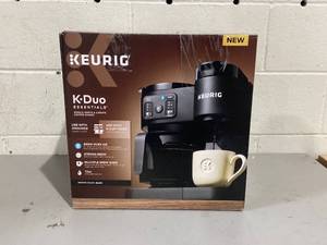 lot 592 image: Keurig K-Duo Essentials, Hot & Iced Single-Serve K-Cup Pod Coffee Maker & Carafe, Black