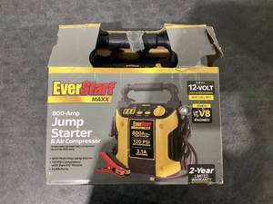 lot 567 image: 800 Peak Amp Jump Starter w 120 PSI Compressor, pivoting LED light, 3X USB ports