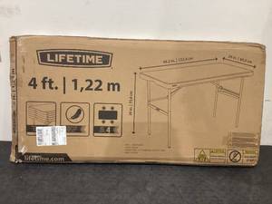 lot 578 image: Lifetime 4 Foot Nesting Rectangle Table, IndoorOutdoor Commercial Grade, White Granite