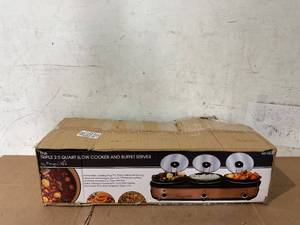 lot 23 image: Megachef Triple 2.5 Quart Slow Cooker and Buffet Server