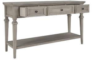 lot 21 image: Knocbel Classic Long Sofa Console Table with 3 Storage Drawers and Bottom Open Shelf