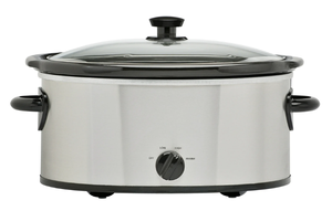 lot 717 image: Mainstays 6 Quart Oval Slow Cooker, Stainless Steel Finish, Glass Lid