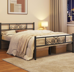 lot 754 image: Full Size Yaheetech Bed Frames Metal Platform Bed with Headboard and Footboard