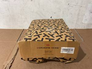 lot 758 image: HORIMOTE HOME Quilt Set Queen Size Beige Bedspread