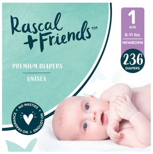lot 104 image: Rascal  Friends Premium Diapers, Size 1, 236 Count