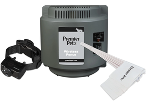 lot 168 image: Premier Pet Wireless Fence for Dogs .5 Acre Adjustable Circular Barrier, Wire-Free Electric Fence, Waterproof Collar, Tone & Static Correction, Portable, Expandable-Add Pets & Coverage Area