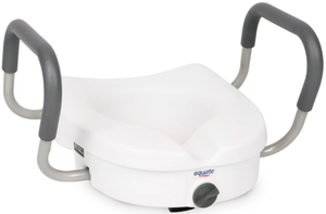 lot 208 image: Equate Raised Toilet Seat With Handles, 5 Seat Riser with Arms, Fits Most Toilets, 350 lb Capacity