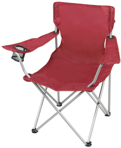 lot 302 image: Ozark Trail Basic Quad Folding Camp Chair with Cup Holder, Red, Adult
