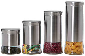 lot 453 image: Essence Collection 4 Piece Stainless Steel Canister Set