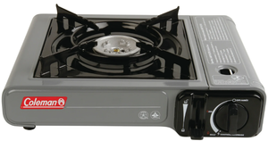 lot 475 image: Coleman Tabletop Portable Butane Gas Camping Stove, 1 Burner, Gray