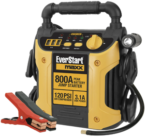 lot 478 image: 800 Peak Amp Jump Starter w 120 PSI Compressor, pivoting LED light, 3X USB ports