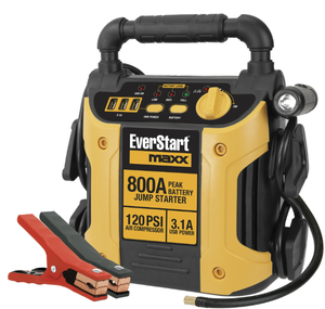 lot 479 image: 800 Peak Amp Jump Starter w 120 PSI Compressor, pivoting LED light, 3X USB ports