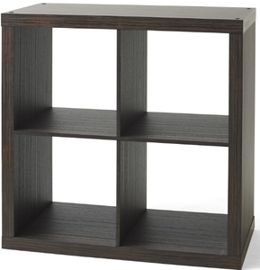 lot 512 image: Better Homes & Gardens 4-Cube Storage Organizer, Tobacco Oak