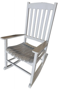 lot 514 image: Mainstays Outdoor Wood Porch Rocking Chair, White Color, Weather Resistant Finish