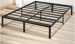 lot 557 image: Lusimo Full Bed Frame No Box Spring Needed 14 inch Heavy Duty Steel Slats Full Size Metal Platform Bed Mattress Foundation Easy Assembly Anti Slip No Noise, Black