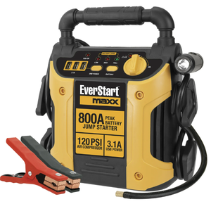 lot 606 image: 800 Peak Amp Jump Starter w 120 PSI Compressor, pivoting LED light, 3X USB ports