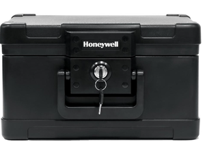 lot 755 image: Honeywell Lightweight 30 Minute Fire Safe and Waterproof Chest with Carry Handle - 1502 (.15 cu ft.)