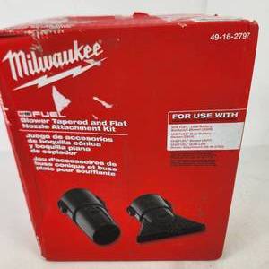 lot 139 image: Open Box Milwaukee Fuel Blower Tapered And Flat Nozzle Attachment Kit