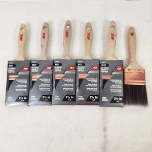 lot 172 image: Lot Of Six New Ace Paint Brushes 2.5 All Paints Sheens And Surfaces