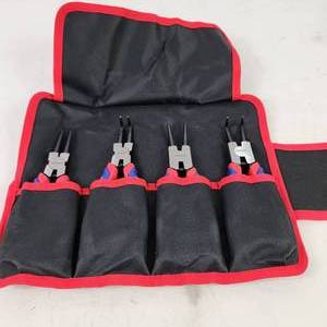 lot 206 image: New Workpro 4 Piece 7 Circlip Pliers Snap Ring Pliers Velcro Pouch