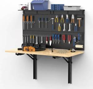 lot 9 image: Ultrawall Wall Mounted Workbench with Pegboard