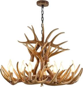 lot 31 image: Hubrin Farmhouse Antler Chandelier