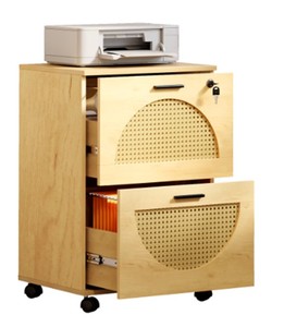 lot 35 image: Yitahome 2 Drawer Rattan filing Cabinet with Lock