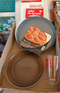 Vintage Red Owl Measuring Glass and Assorted Pie Baking Items