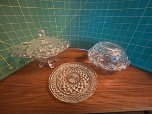 Glass Candy Dish and Candleholder