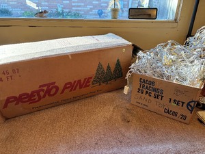 4 Artificial Pine Tree with box of lights