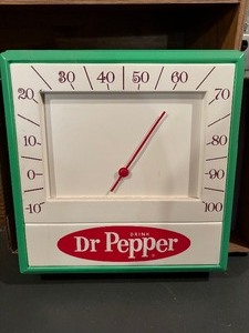 Vintage Dr Pepper Wall Thermometer Sign