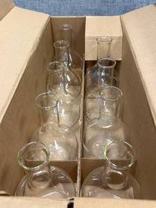 9 - 500ml Flat Bottom Boiling Flasks Made in Czechoslovakia