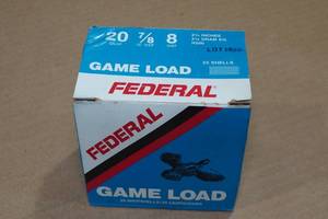 lot 285 image: 25 Federal Game Load 20 Gauge 2-34 8 Shot Shotshells