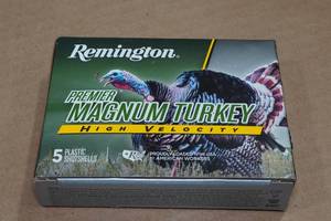 lot 292 image: 5 Remington Premier Turkey 12 Gauge 3-12 Magnum 4 Shot Shotshells
