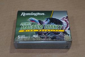 lot 293 image: 5 Remington Premier Turkey 12 Gauge 3-12 Magnum 4 Shot Shotshells