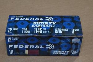 lot 294 image: 10 Federal Shorty 12 Gauge 1-34 8 Shot Shotshells