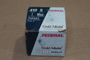 lot 302 image: 15 Federal Gold Medal .410 Bore 2-12 9 Shot Shotshells
