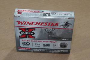 lot 310 image: 5 Winchester Super-X 20 Gauge 2-34 Rifled HP Slugs