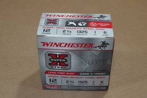 lot 318 image: 25 Winchester Super-X 12 Gauge 2-34 Steel 6 Shot Shotshells