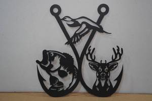 lot 91 image: Laser Cut Steel HuntingFishing Wall Dcor
