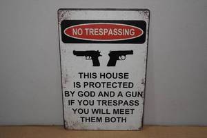 lot 99 image: Metal No Trespassing Sign