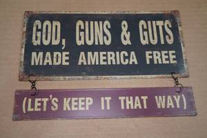 lot 103 image: Metal God, Guns & Guts Sign